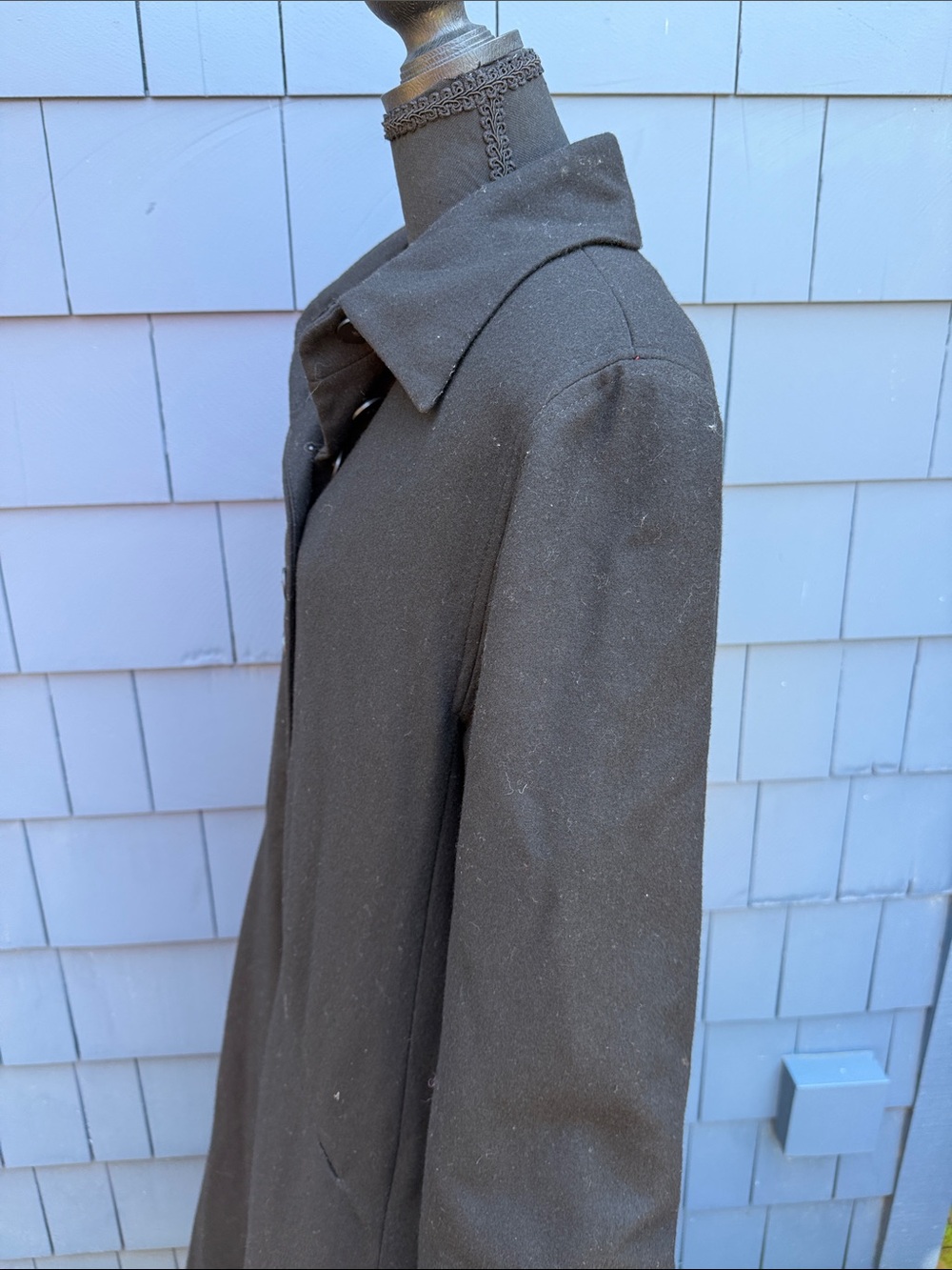 Harve Benard Long Black Trench Coat 14 XL wool blend lined Mary Poppins - Picture 7 of 11